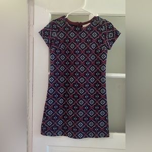 Loft Shift Dress Womens 00P Short Cap Sleeve Quilted Lined Wine Red Print - NWOT
